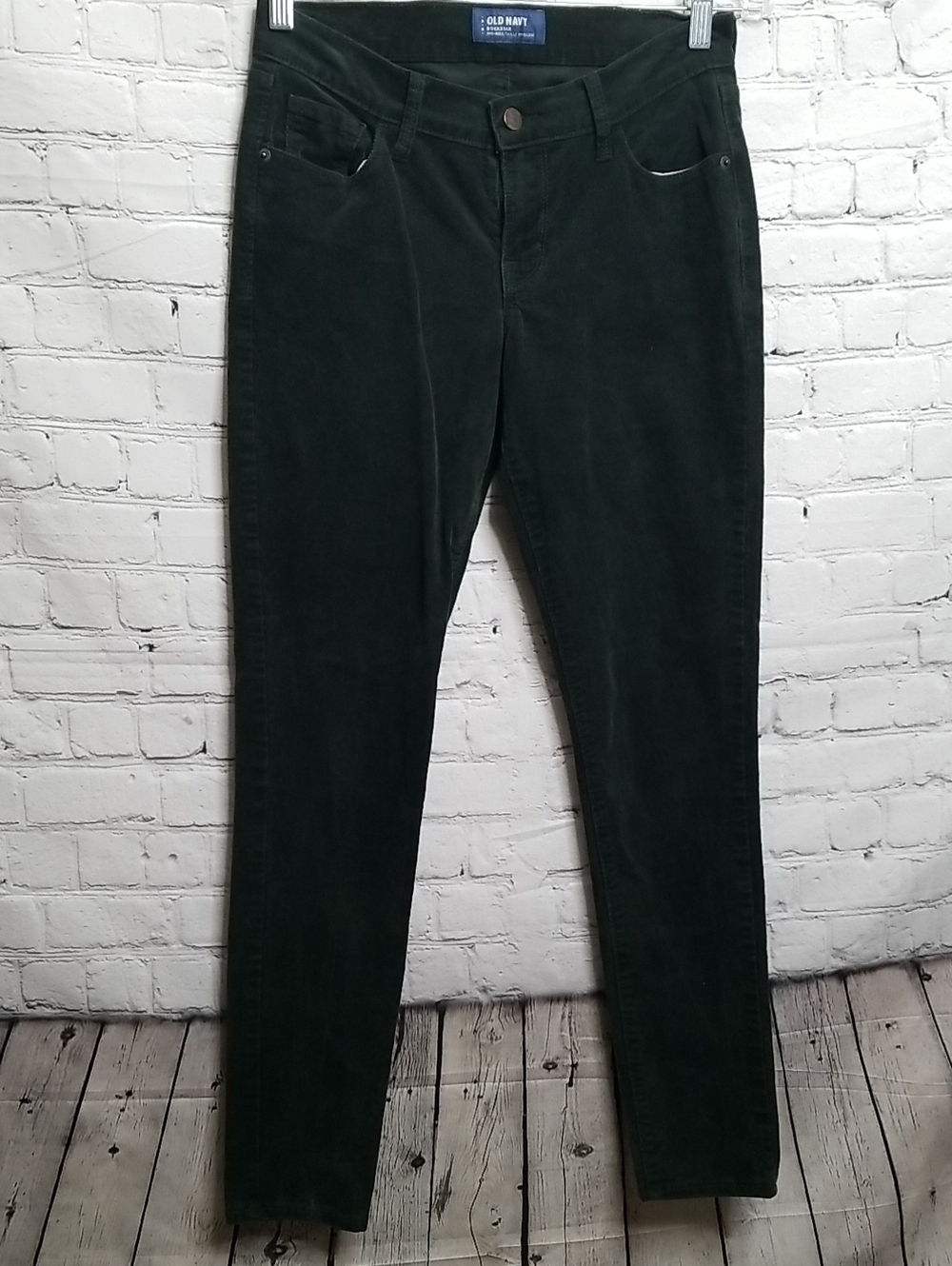 Old Navy Rockstar Straight Corduroy Jeans Dark Green Womens Size